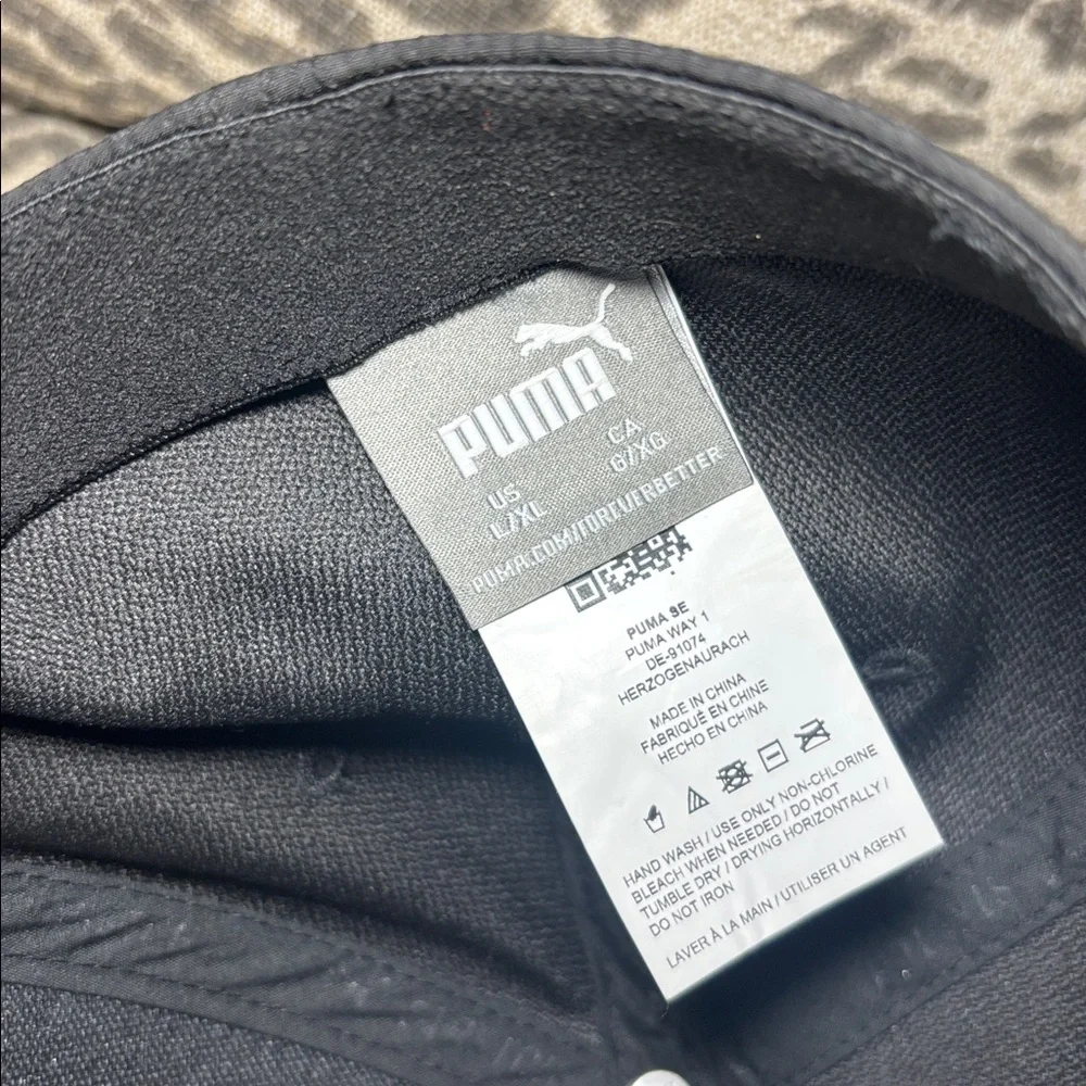 Puma black and gold logo ballcap stretch fit elastic hat fitted ballcap large/xl